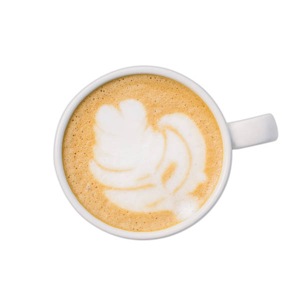 istock Top view. practice Homemade coffee latte art on cup isolated white background. 1385733971