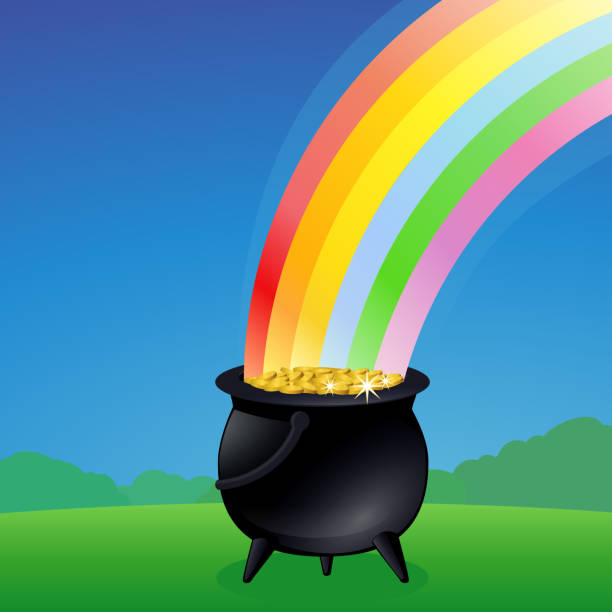 istock Leprechauns pot of gold with a rainbow 1385735098