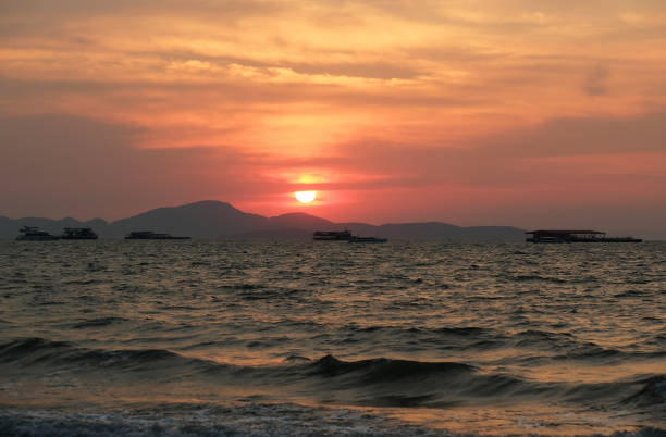 istock Beautiful orange sunset abstract background 1385741259