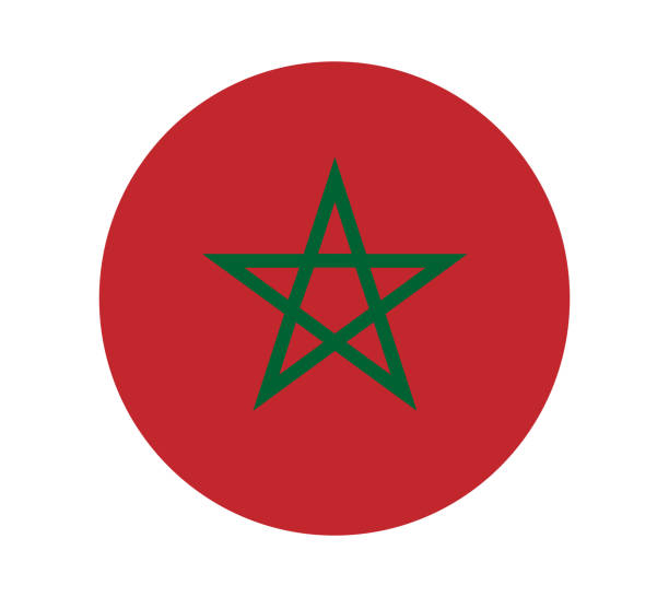 marokko flagge in kreisform isoliert auf png oder transparentem hintergrund, symbol von marokko, vorlage für banner, karte, werbung, magazin und business matching land poster, vektor - moroccan flags stock-grafiken, -clipart, -cartoons und -symbole