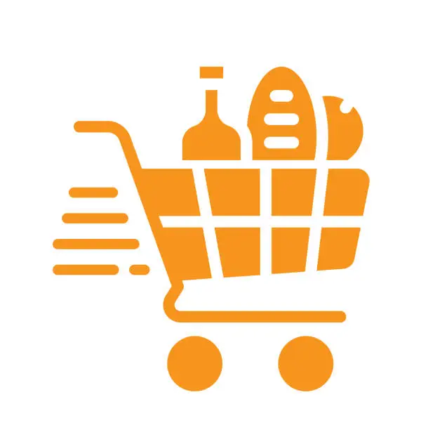 Vector illustration of grocery shopping cart