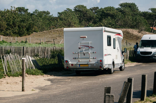 showing the backside of a recreational vehicle