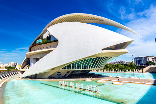 October 2021. Valencia, Spain. The Reina Sofia Art Palace  by Santiago Calatrava.