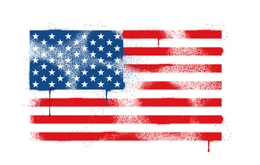 Graffiti or Pop Art styled United States Flag, politics, government, voting, election, Cultures, graffiti, stencil graffiti, vector,