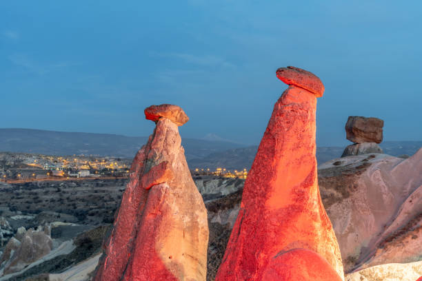 Fairy chimneys view in Cappadocia night time
