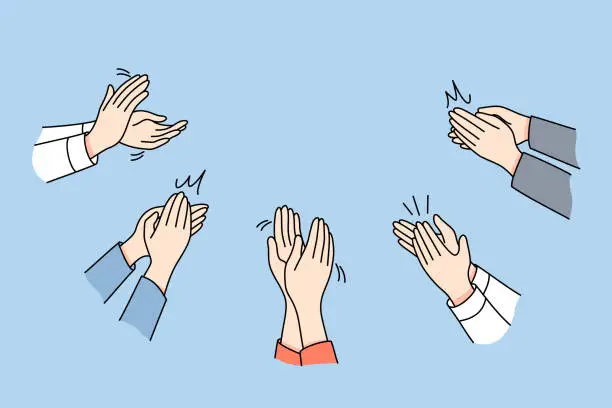 Vector illustration of Diverse people clap hands show appreciation