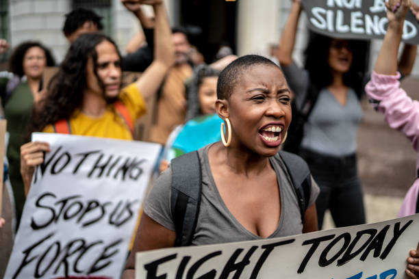 istock Activists doing a demonstration outdoors 1385767474