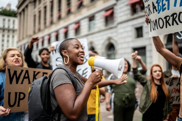 istock Activists doing a demonstration outdoors 1385767483