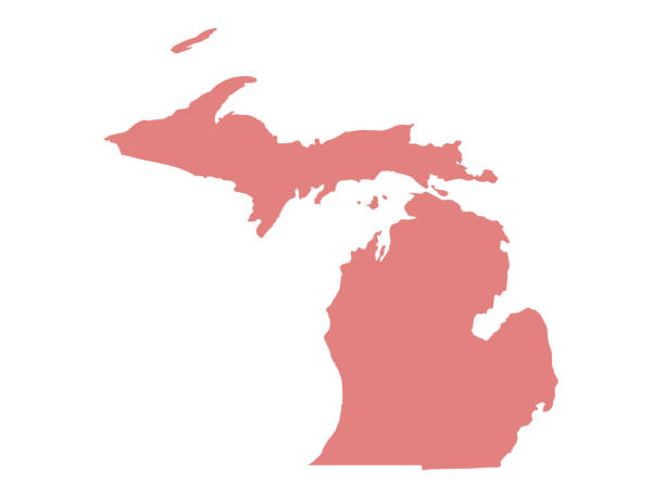 ilustraciones, imágenes clip art, dibujos animados e iconos de stock de mapa de michigan - 11207