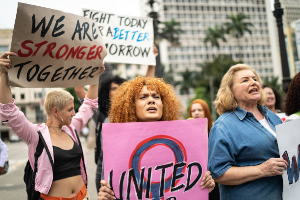 istock Women on a demonstration for equal rights 1385771142