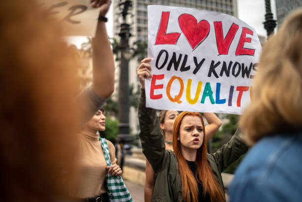 istock Women on a demonstration for equal rights 1385771176