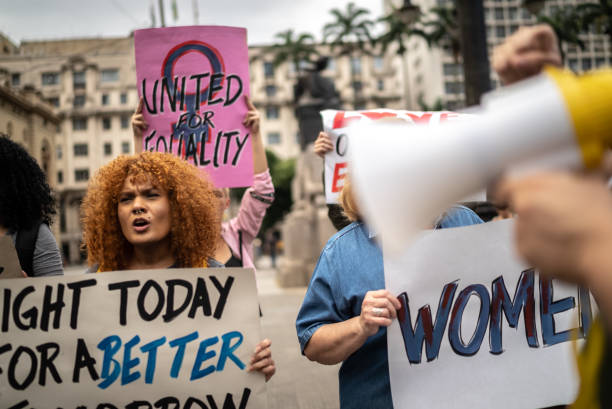 istock Women on a demonstration for equal rights 1385771182
