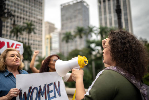 istock Women on a demonstration for equal rights 1385771186