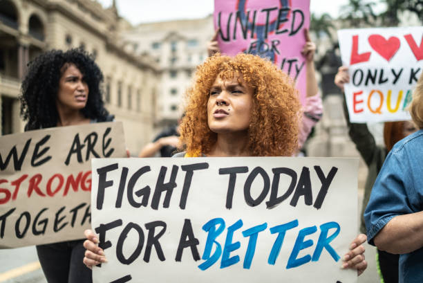 istock Women on a demonstration for equal rights 1385771187
