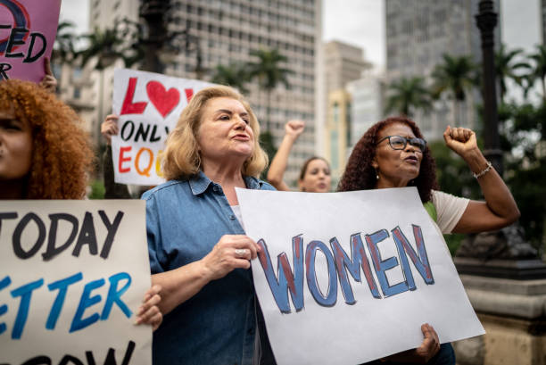 istock Women on a demonstration for equal rights 1385771189