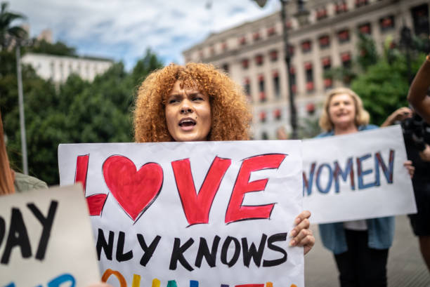 istock Women on a demonstration for equal rights 1385771220