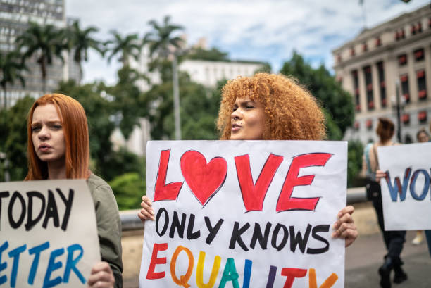 istock Women on a demonstration for equal rights 1385771231