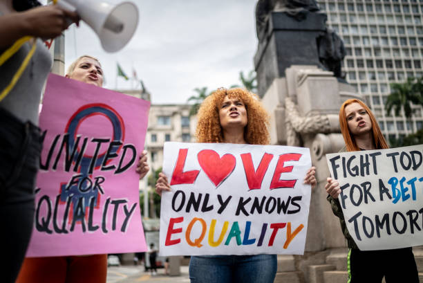 istock Women on a demonstration for equal rights 1385771242