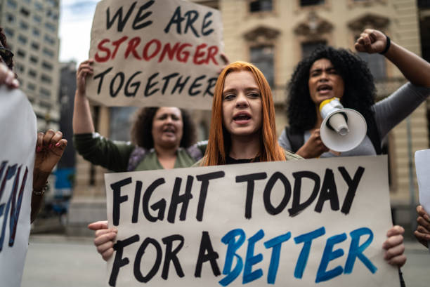 istock Women on a demonstration for equal rights 1385771244