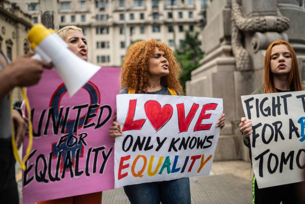 istock Women on a demonstration for equal rights 1385771261