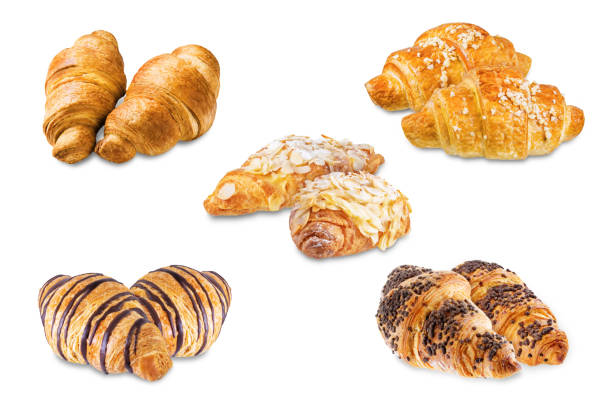 istock Set of croissants on a white isolated background 1385771557