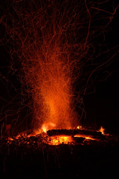 Abstract image of sparks floating up from a bonfire