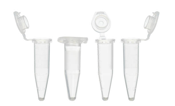 白い背景上のpcrマイクロチューブ、白い背景上のpcr試験管 - vial laboratory test tube biotechnology ストックフォトと画像