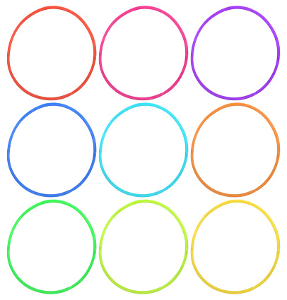 Stationery elastic bands of different colors on a white isolated background.