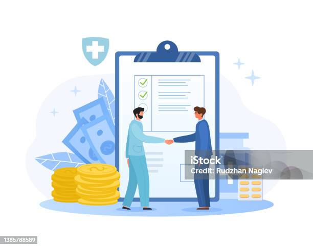 Krankenversicherungkonzept Stock Vektor Art und mehr Bilder von Antragsformular - Antragsformular, Bezahlen, Illustration