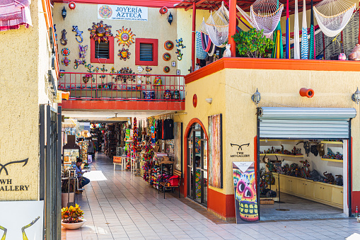 Todos Santos, Baja California Sur, Mexico. November 11, 2021. A tourist market in Todos Santos.