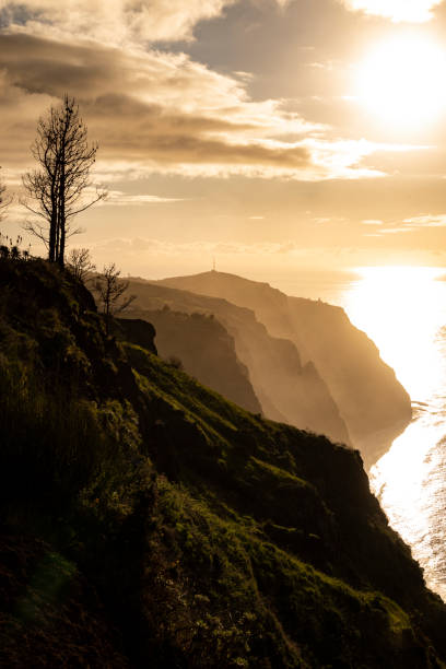 istock Sunset on the cliffs on the west coast of Madeira 1385790187