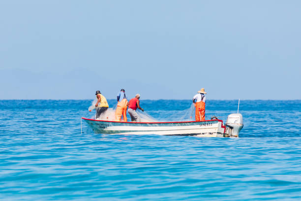 Small Boats in Vast Sea Under Sky