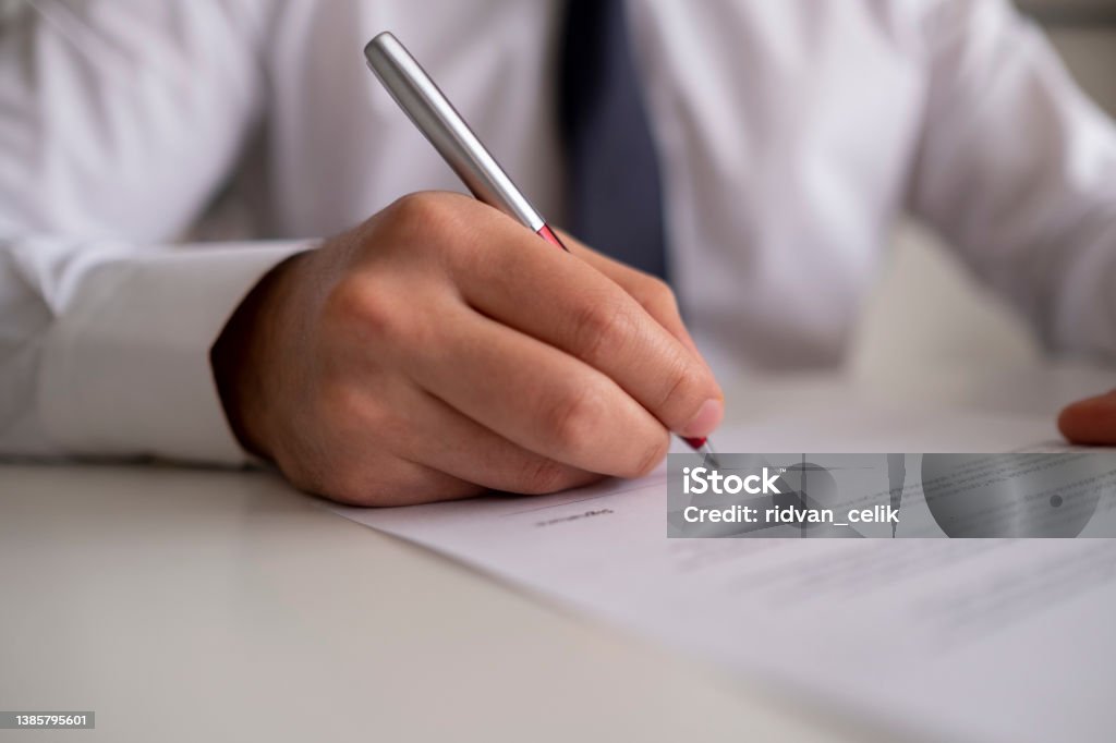 Signing Official Document Notary Stock Photo