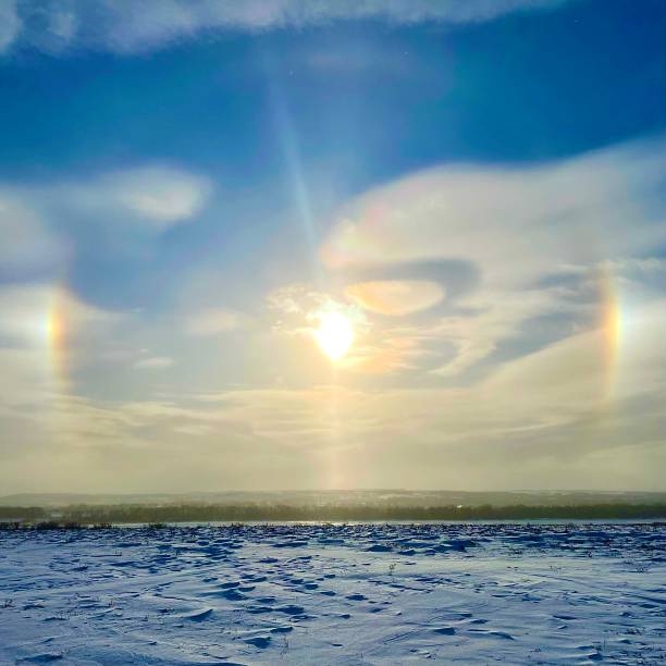 Sun dog on cold day Sun dog on cold day, calm, inspiring sundog stock pictures, royalty-free photos & images