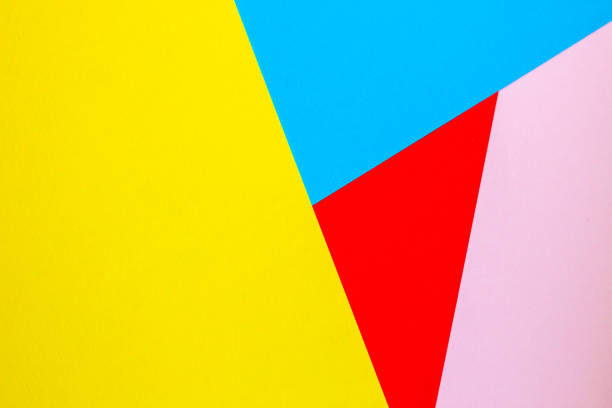 istock Abstract background with colored paper blue yellow red color 1385800679