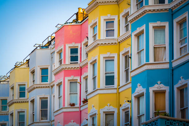 Colourful houses in Notting Hill Colourful houses in Notting Hill notting hill stock pictures, royalty-free photos & images