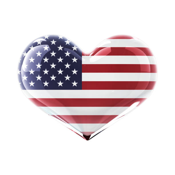 istock Glass Heart Flag. USA 1385827576