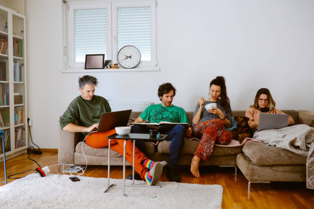 istock group of freelancers on a working vacation 1385827578