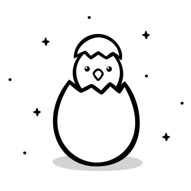 Vector illustration of Chick in Egg Doodle 5
