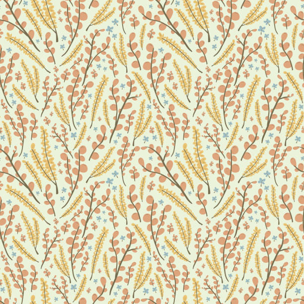 Seamless Floral Vector Pattern Seamless pattern design stock illustration. Surface Pattern Design. Flat Style. wheat backgrounds stock illustrations