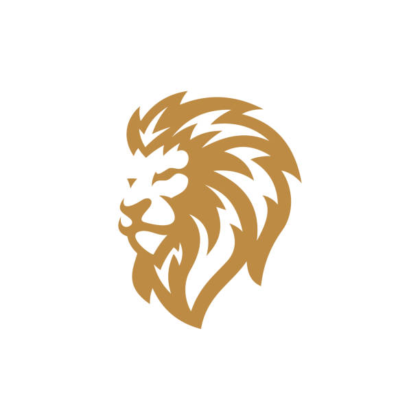 ilustraciones, imágenes clip art, dibujos animados e iconos de stock de diseño del logotipo de la silueta de la melena de la cabeza del león, vista lateral de la cabeza del león icono vectorial - león