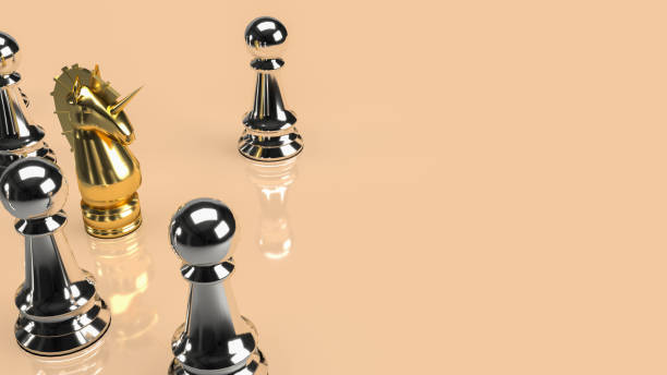 istock The gold unicorn and silver chess for business background 3d rendering 1385875507