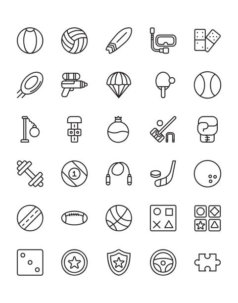 ilustrações de stock, clip art, desenhos animados e ícones de game icon set 30 isolated on white background - nobody inflatable equipment rope