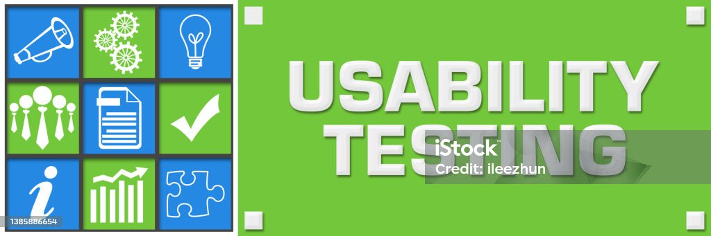 Usability Testing Sign Usability Testing Green Blue Business Symbols Grid Left Stock ...