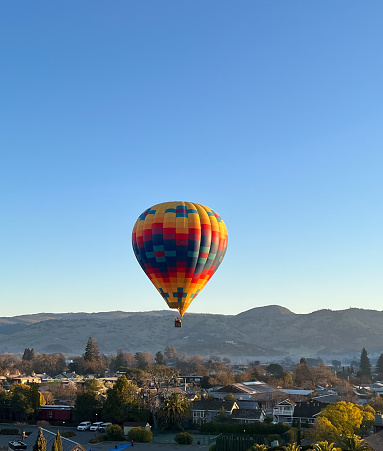 Hot air balloon mid air in California