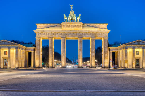 istock The famous illuminated Brandenburg Gate 1385899302