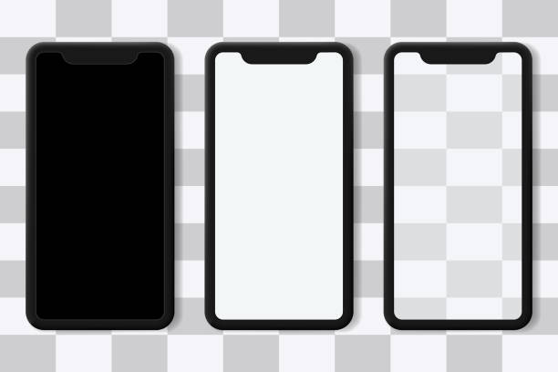 istock Mobile phone black, white and transparent screen. Smartphone mockup for web, inforgraphics or presentation. Banner for sale. 1385903938