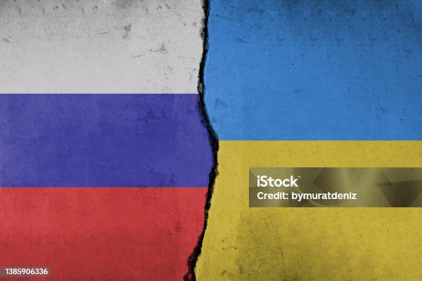 Flag Of Russia And Ukraine Stock Photo - Download Image Now - Russia, Ukraine, Geopolitics