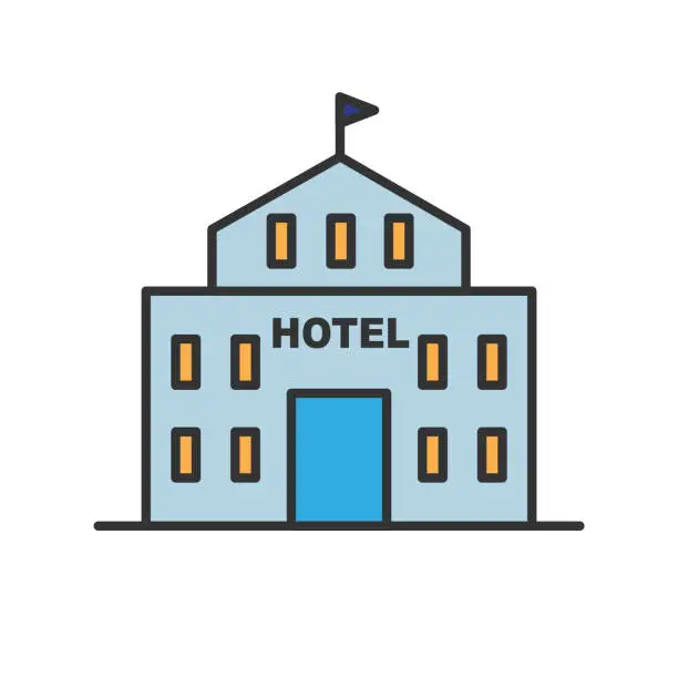Vector illustration of Hotel glyph icon isolated on white. EPS 10