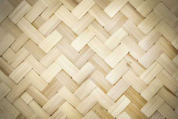 istock Old bamboo weave texture background, pattern of woven rattan mat in vintage style. 1385907513